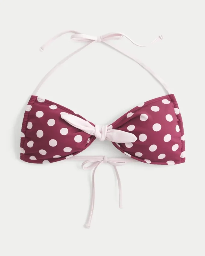 Top de bikini bandeau cu legătură în față Top de bikini bandeau cu legătură în față