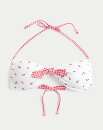 Top de bikini bandeau cu legătură în față