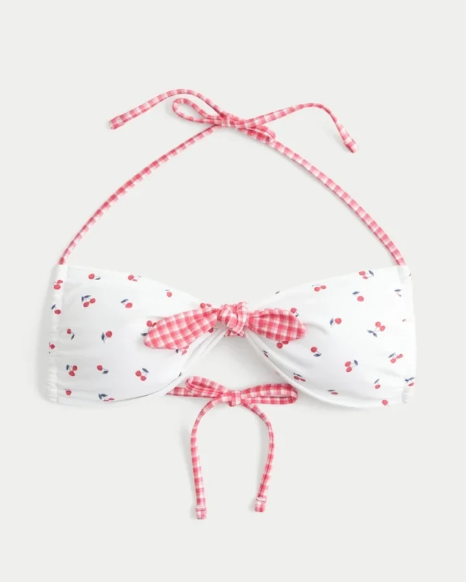 Top de bikini bandeau cu legătură în față Top de bikini bandeau cu legătură în față