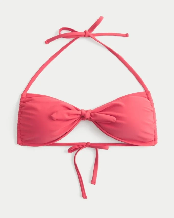 Top de bikini bandeau cu legătură în față Top de bikini bandeau cu legătură în față