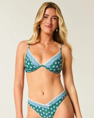 Top de bikini cu balene și broderie