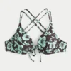Top de bikini cu bretele și model floral, cu sârmă Top de bikini cu bretele și model floral, cu sârmă