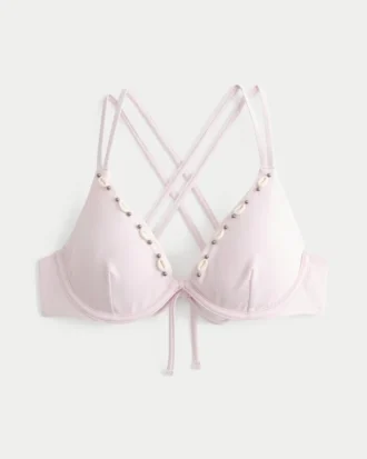 Top de bikini cu bretele și sârmă, decorat cu scoici