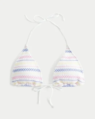 Top de bikini triunghiular cu bretele și smocuri