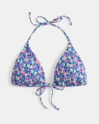 Top de bikini triunghiular cu bretele și smocuri