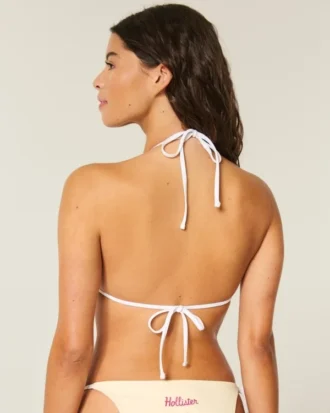 Top de bikini triunghiular cu imprimeu Spring Break