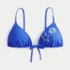 Top de bikini triunghiular cu mărgele peste umăr