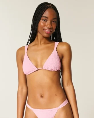 Top de bikini triunghiular cu smocuri peste umăr