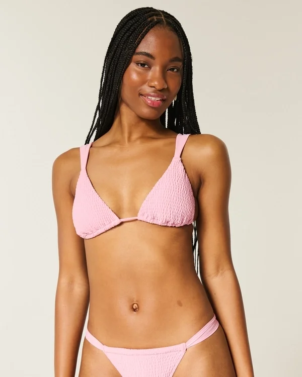 Top de bikini triunghiular cu smocuri peste umăr Top de bikini triunghiular cu smocuri peste umăr
