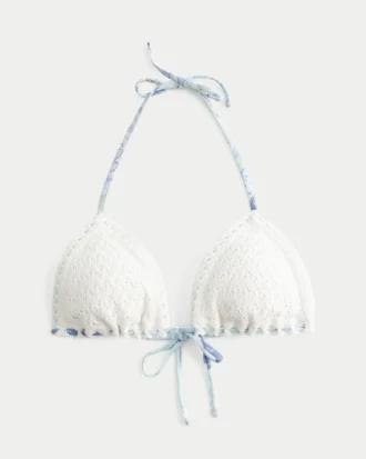 Top de bikini triunghiular în stil croșetat