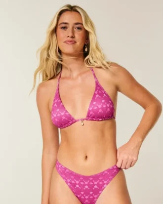 Top de bikini triunghiular strălucitor, cu multiple moduri de purtare