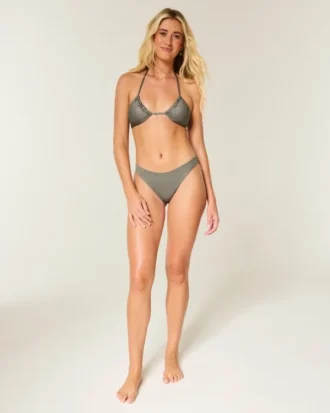Top de bikini triunghiular strălucitor, cu multiple moduri de purtare