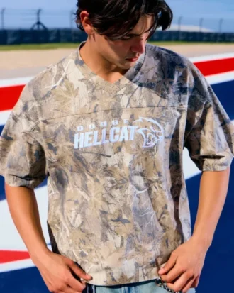 Tricou baggy, greu, scurt, cu imprimeu camuflaj Dodge