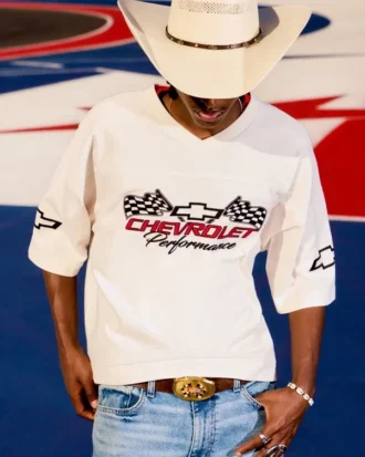 Tricou baggy, greu, scurt, cu imprimeu Chevrolet