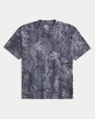 Tricou boxy din material gros, cu imprimeu camuflaj