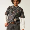 Tricou boxy din material gros, cu imprimeu camuflaj Tricou boxy din material gros, cu imprimeu camuflaj