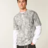 Tricou boxy din material gros, cu imprimeu camuflaj Tricou boxy din material gros, cu imprimeu camuflaj