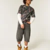 Tricou boxy din material gros, cu imprimeu camuflaj Tricou boxy din material gros, cu imprimeu camuflaj