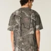 Tricou boxy din material gros, cu imprimeu camuflaj