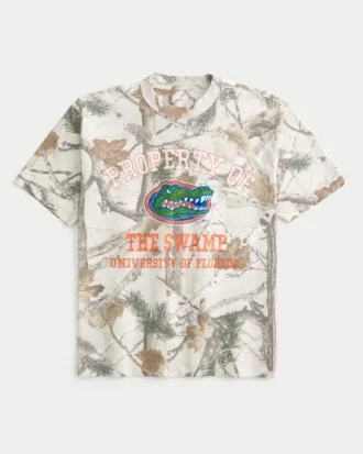 Tricou boxy heavyweight cu imprimeu camuflaj Gators al Universității din Florida