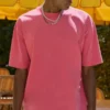Tricou boxy spălat, gros, cu guler rotund Tricou boxy spălat, gros, cu guler rotund