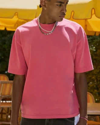 Tricou boxy spălat, gros, cu guler rotund