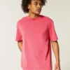 Tricou boxy spălat, gros, cu guler rotund Tricou boxy spălat, gros, cu guler rotund