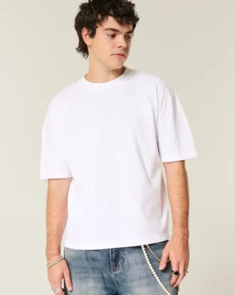 Tricou croit drept, cu mâneci scurte, din material gros