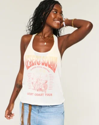 Tricou cu bretele împletite și imprimeu Desert Sound