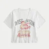 Tricou cu decolteu în V și imprimeu Easy Wisconsin Badgers