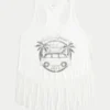 Tricou cu franjuri și imprimeu Palm Desert Valley