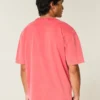 Tricou cu guler rotund din bumbac spălat, gros, croi drept Tricou cu guler rotund din bumbac spălat, gros, croi drept