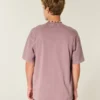 Tricou cu guler rotund din bumbac spălat, gros, croi drept Tricou cu guler rotund din bumbac spălat, gros, croi drept