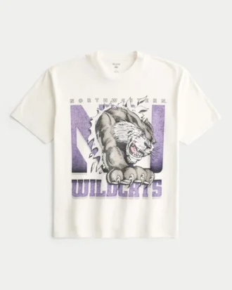 Tricou cu imprimeu Boxy Northwestern University Wildcats Tricou cu imprimeu Boxy Northwestern University Wildcats