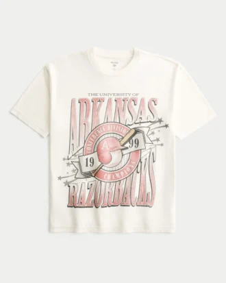 Tricou cu imprimeu Boxy University of Arkansas Razorbacks