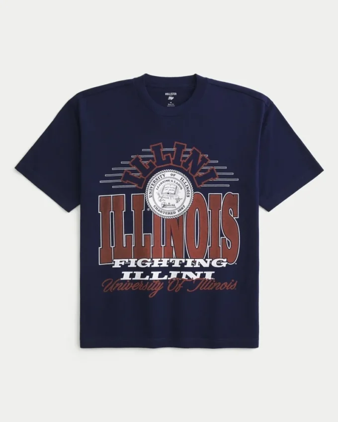 Tricou cu imprimeu Boxy University of Illinois Tricou cu imprimeu Boxy University of Illinois