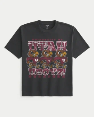 Tricou cu imprimeu Boxy University of Utah Utes