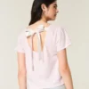 Tricou cu imprimeu floral și fundă ușor de legat Tricou cu imprimeu floral și fundă ușor de legat