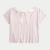 Tricou cu imprimeu floral și fundă ușor de legat Tricou cu imprimeu floral și fundă ușor de legat