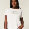 Tricou cu imprimeu inimă și fundă ușor de legat la spate Tricou cu imprimeu inimă și fundă ușor de legat la spate