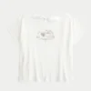 Tricou cu imprimeu inimă și fundă ușor de legat la spate Tricou cu imprimeu inimă și fundă ușor de legat la spate