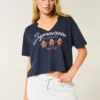 Tricou cu imprimeu Syracuse University și decolteu ușor decupat