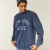 Tricou cu mâneci lungi, croi drept, cu imprimeu New York State Tricou cu mâneci lungi, croi drept, cu imprimeu New York State