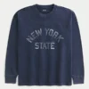 Tricou cu mâneci lungi, croi drept, cu imprimeu New York State Tricou cu mâneci lungi, croi drept, cu imprimeu New York State