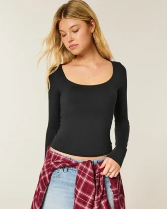 Tricou cu mâneci lungi, croi fără cusături