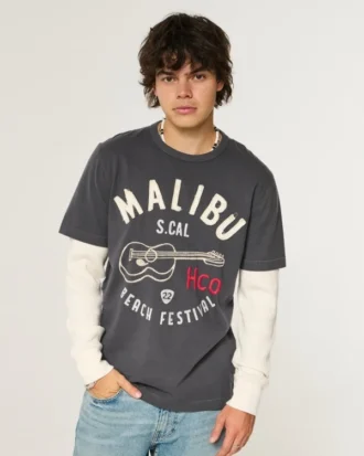 Tricou cu mâneci lungi și logo grafic Tricou cu mâneci lungi și logo grafic