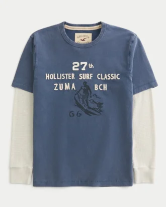 Tricou cu mâneci lungi și logo grafic surf