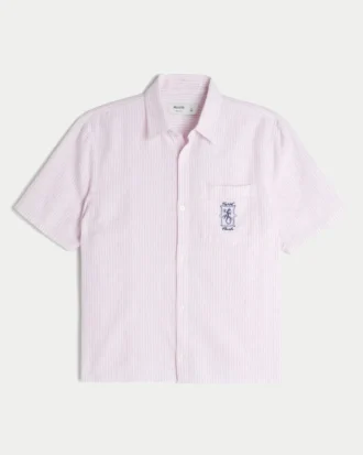 Tricou cu mâneci scurte și imprimeu Key West, din amestec de in, croi drept