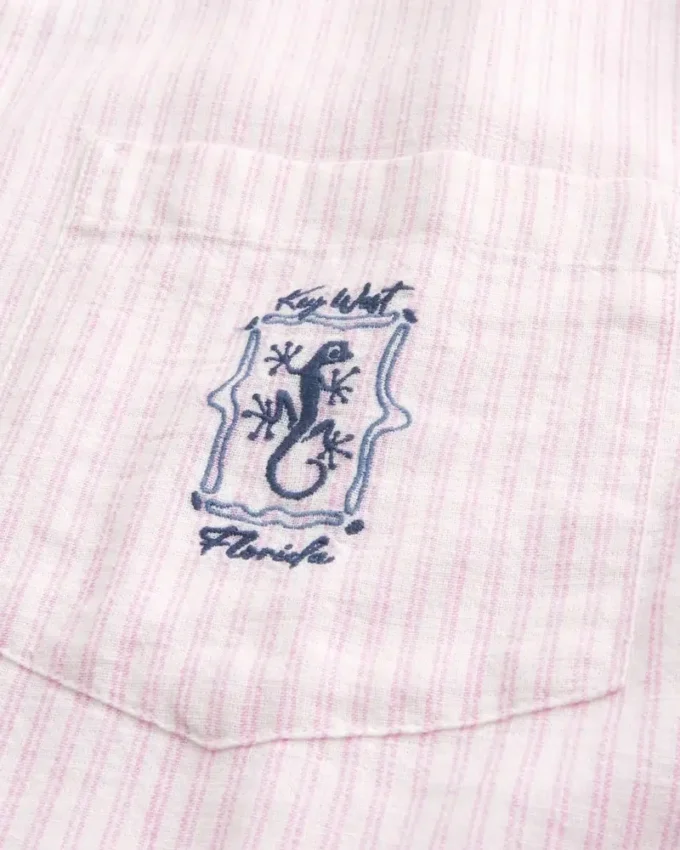 Tricou cu mâneci scurte și imprimeu Key West, din amestec de in, croi drept Tricou cu mâneci scurte și imprimeu Key West, din amestec de in, croi drept