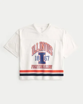 Tricou de fotbal cu grafică Fighting Illini al Universității din Illinois